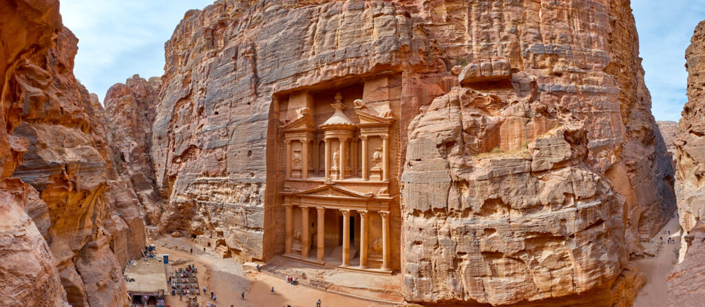 de oude stad Petra, Jordanië